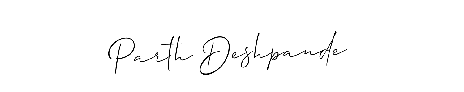 Make a short Parth Deshpande signature style. Manage your documents anywhere anytime using Allison_Script. Create and add eSignatures, submit forms, share and send files easily. Parth Deshpande signature style 2 images and pictures png