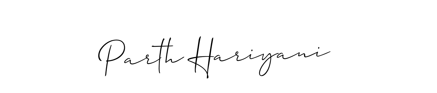 Design your own signature with our free online signature maker. With this signature software, you can create a handwritten (Allison_Script) signature for name Parth Hariyani. Parth Hariyani signature style 2 images and pictures png