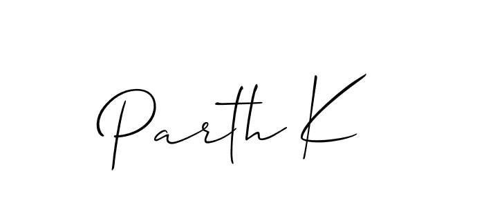 Make a beautiful signature design for name Parth K. With this signature (Allison_Script) style, you can create a handwritten signature for free. Parth K signature style 2 images and pictures png