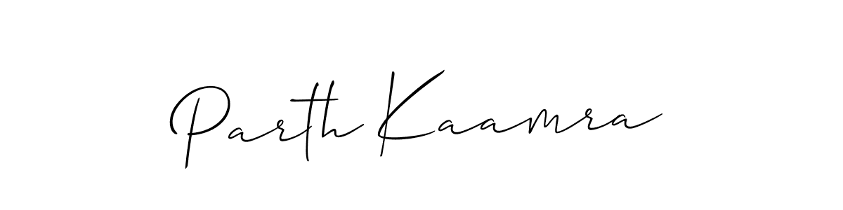 Design your own signature with our free online signature maker. With this signature software, you can create a handwritten (Allison_Script) signature for name Parth Kaamra. Parth Kaamra signature style 2 images and pictures png