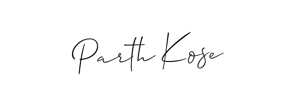 Also we have Parth Kose name is the best signature style. Create professional handwritten signature collection using Allison_Script autograph style. Parth Kose signature style 2 images and pictures png