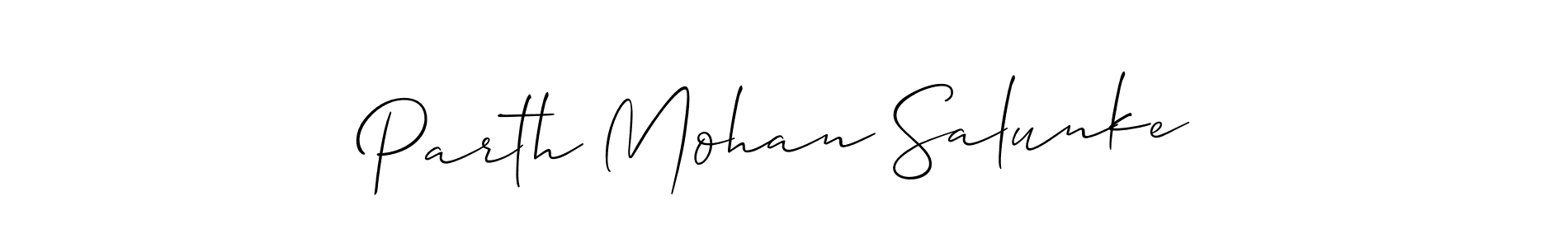 How to make Parth Mohan Salunke name signature. Use Allison_Script style for creating short signs online. This is the latest handwritten sign. Parth Mohan Salunke signature style 2 images and pictures png