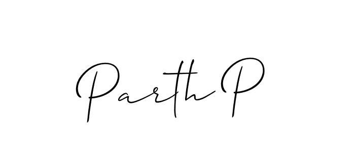 It looks lik you need a new signature style for name Parth P. Design unique handwritten (Allison_Script) signature with our free signature maker in just a few clicks. Parth P signature style 2 images and pictures png