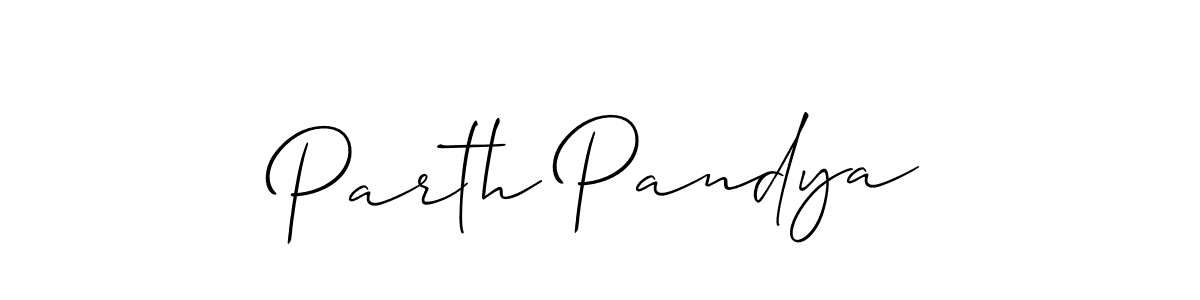 Create a beautiful signature design for name Parth Pandya. With this signature (Allison_Script) fonts, you can make a handwritten signature for free. Parth Pandya signature style 2 images and pictures png