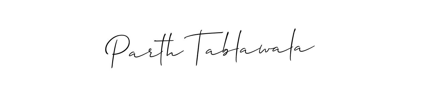 How to make Parth Tablawala name signature. Use Allison_Script style for creating short signs online. This is the latest handwritten sign. Parth Tablawala signature style 2 images and pictures png