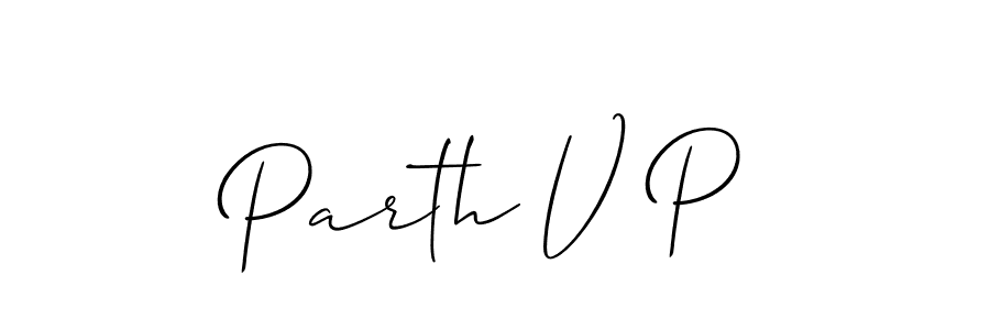 How to make Parth V P name signature. Use Allison_Script style for creating short signs online. This is the latest handwritten sign. Parth V P signature style 2 images and pictures png