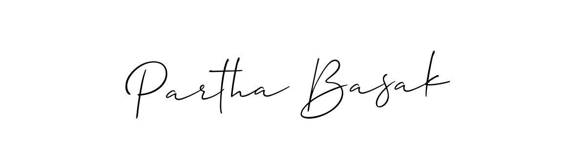The best way (Allison_Script) to make a short signature is to pick only two or three words in your name. The name Partha Basak include a total of six letters. For converting this name. Partha Basak signature style 2 images and pictures png