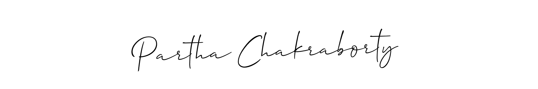 How to make Partha Chakraborty name signature. Use Allison_Script style for creating short signs online. This is the latest handwritten sign. Partha Chakraborty signature style 2 images and pictures png