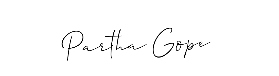 Make a short Partha Gope signature style. Manage your documents anywhere anytime using Allison_Script. Create and add eSignatures, submit forms, share and send files easily. Partha Gope signature style 2 images and pictures png