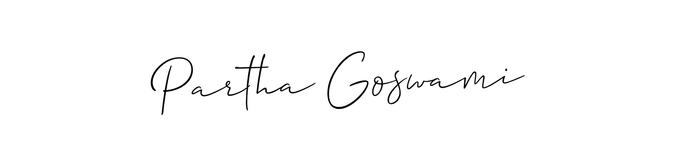 Use a signature maker to create a handwritten signature online. With this signature software, you can design (Allison_Script) your own signature for name Partha Goswami. Partha Goswami signature style 2 images and pictures png