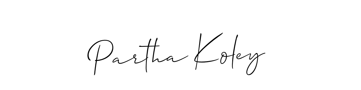 Create a beautiful signature design for name Partha Koley. With this signature (Allison_Script) fonts, you can make a handwritten signature for free. Partha Koley signature style 2 images and pictures png