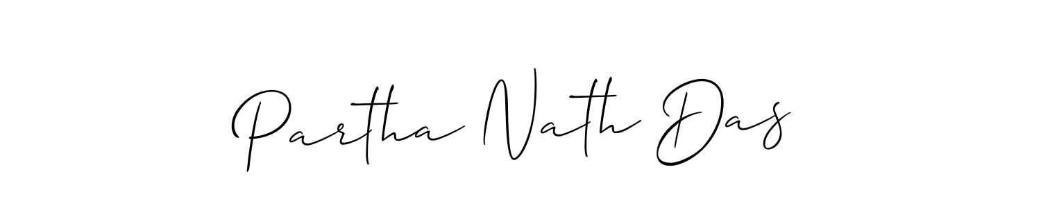 Use a signature maker to create a handwritten signature online. With this signature software, you can design (Allison_Script) your own signature for name Partha Nath Das. Partha Nath Das signature style 2 images and pictures png