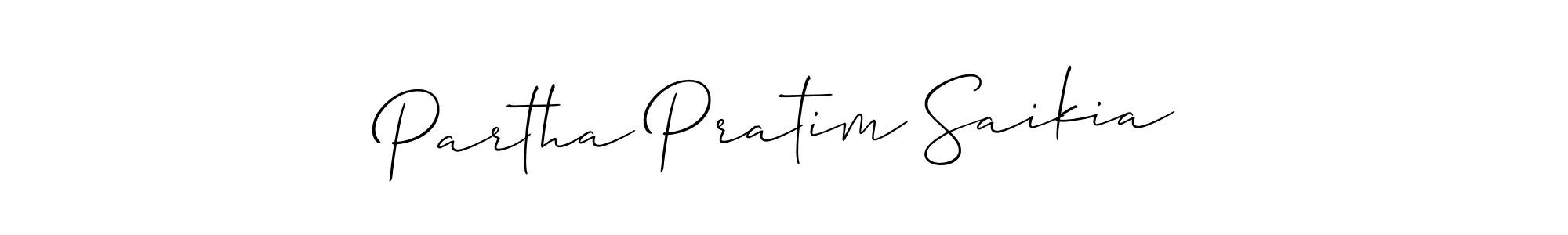 Use a signature maker to create a handwritten signature online. With this signature software, you can design (Allison_Script) your own signature for name Partha Pratim Saikia. Partha Pratim Saikia signature style 2 images and pictures png