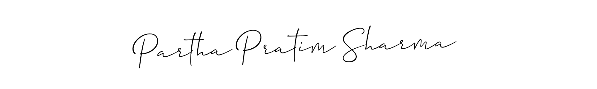 How to make Partha Pratim Sharma name signature. Use Allison_Script style for creating short signs online. This is the latest handwritten sign. Partha Pratim Sharma signature style 2 images and pictures png