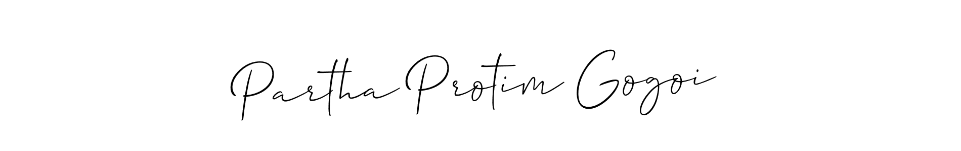 Make a beautiful signature design for name Partha Protim Gogoi. With this signature (Allison_Script) style, you can create a handwritten signature for free. Partha Protim Gogoi signature style 2 images and pictures png