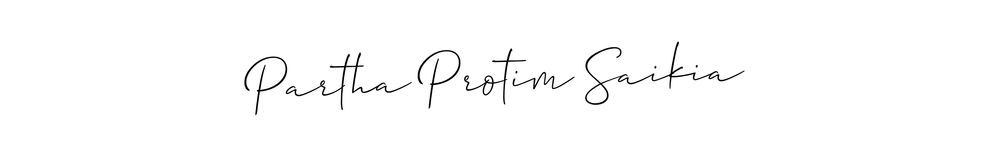 Make a beautiful signature design for name Partha Protim Saikia. With this signature (Allison_Script) style, you can create a handwritten signature for free. Partha Protim Saikia signature style 2 images and pictures png