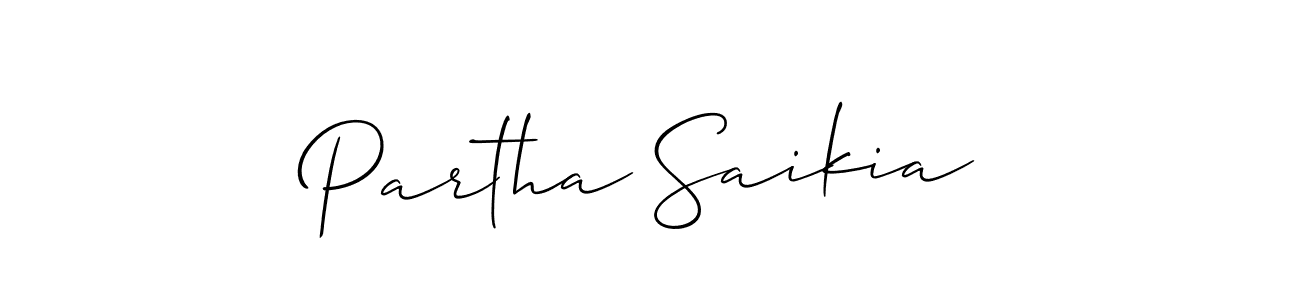 Make a short Partha Saikia signature style. Manage your documents anywhere anytime using Allison_Script. Create and add eSignatures, submit forms, share and send files easily. Partha Saikia signature style 2 images and pictures png