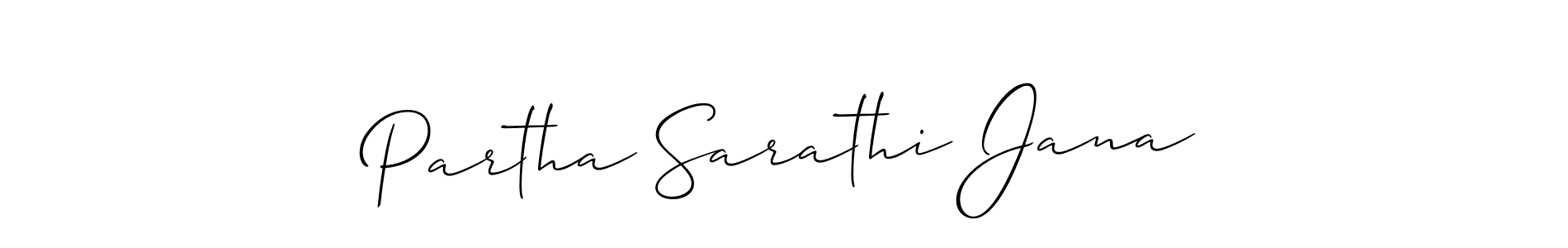 Make a short Partha Sarathi Jana signature style. Manage your documents anywhere anytime using Allison_Script. Create and add eSignatures, submit forms, share and send files easily. Partha Sarathi Jana signature style 2 images and pictures png