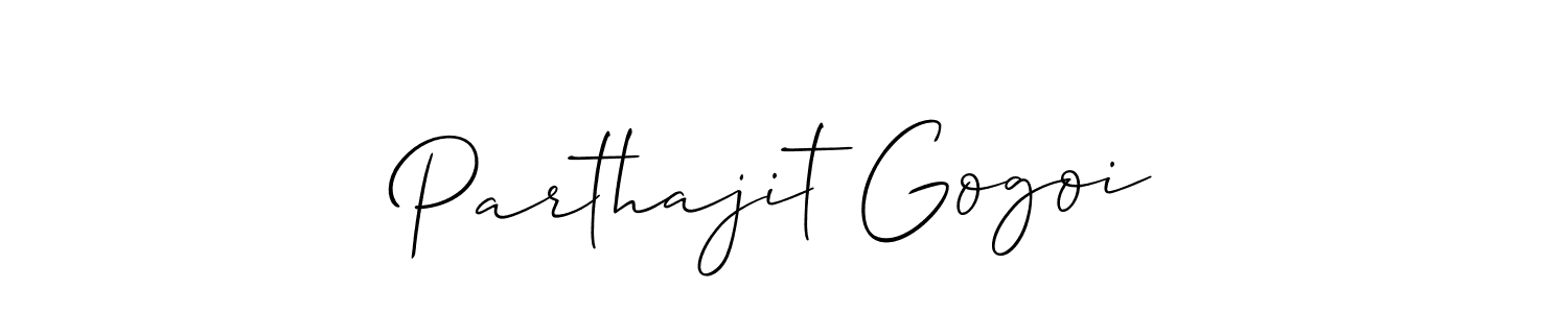 How to make Parthajit Gogoi signature? Allison_Script is a professional autograph style. Create handwritten signature for Parthajit Gogoi name. Parthajit Gogoi signature style 2 images and pictures png