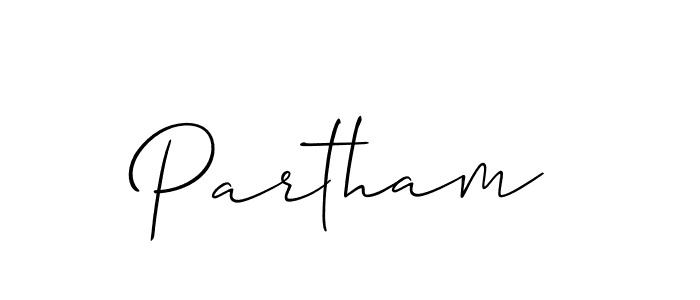 Create a beautiful signature design for name Partham. With this signature (Allison_Script) fonts, you can make a handwritten signature for free. Partham signature style 2 images and pictures png