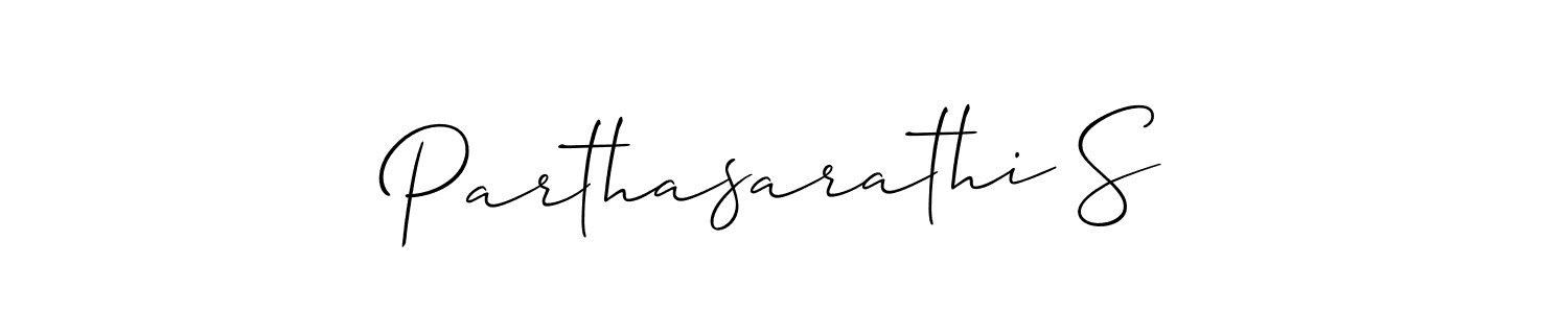 Allison_Script is a professional signature style that is perfect for those who want to add a touch of class to their signature. It is also a great choice for those who want to make their signature more unique. Get Parthasarathi S name to fancy signature for free. Parthasarathi S signature style 2 images and pictures png