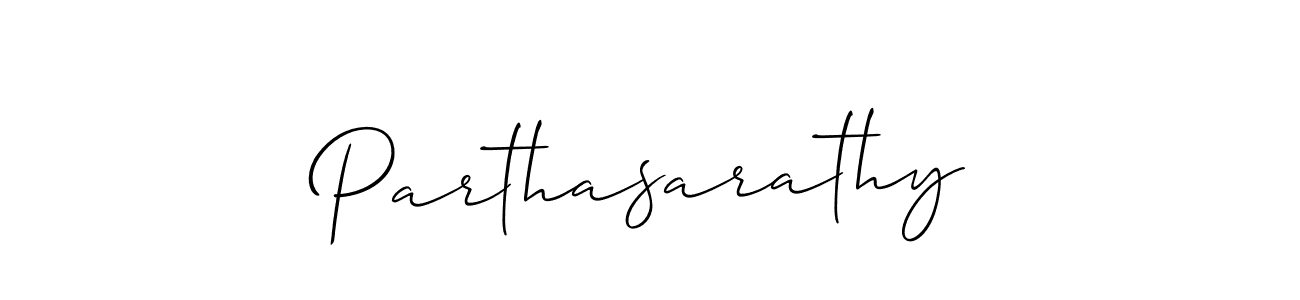 Make a beautiful signature design for name Parthasarathy. With this signature (Allison_Script) style, you can create a handwritten signature for free. Parthasarathy signature style 2 images and pictures png