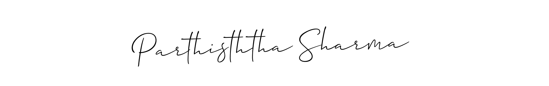 Also we have Parthisththa Sharma name is the best signature style. Create professional handwritten signature collection using Allison_Script autograph style. Parthisththa Sharma signature style 2 images and pictures png