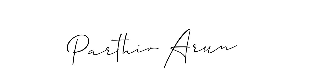 Allison_Script is a professional signature style that is perfect for those who want to add a touch of class to their signature. It is also a great choice for those who want to make their signature more unique. Get Parthiv Arun name to fancy signature for free. Parthiv Arun signature style 2 images and pictures png