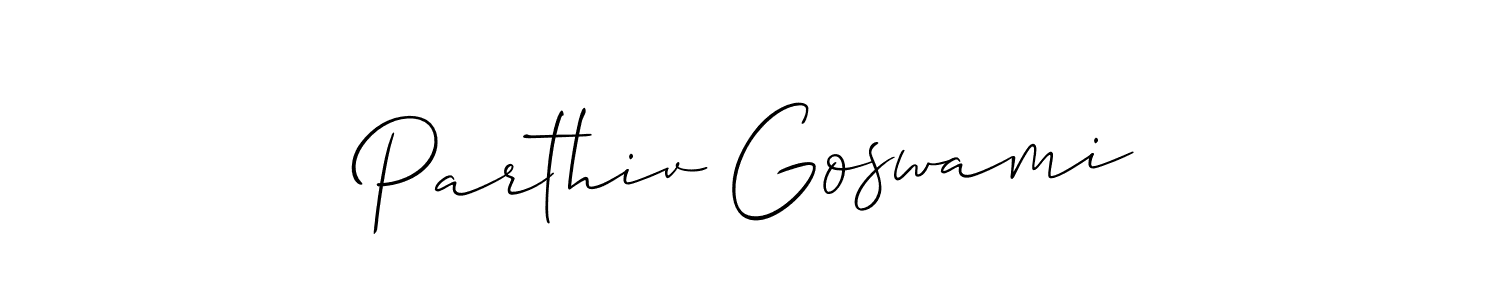Use a signature maker to create a handwritten signature online. With this signature software, you can design (Allison_Script) your own signature for name Parthiv Goswami. Parthiv Goswami signature style 2 images and pictures png