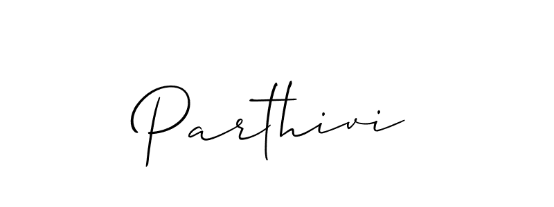 How to make Parthivi name signature. Use Allison_Script style for creating short signs online. This is the latest handwritten sign. Parthivi signature style 2 images and pictures png