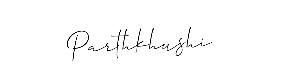 Use a signature maker to create a handwritten signature online. With this signature software, you can design (Allison_Script) your own signature for name Parthkhushi. Parthkhushi signature style 2 images and pictures png