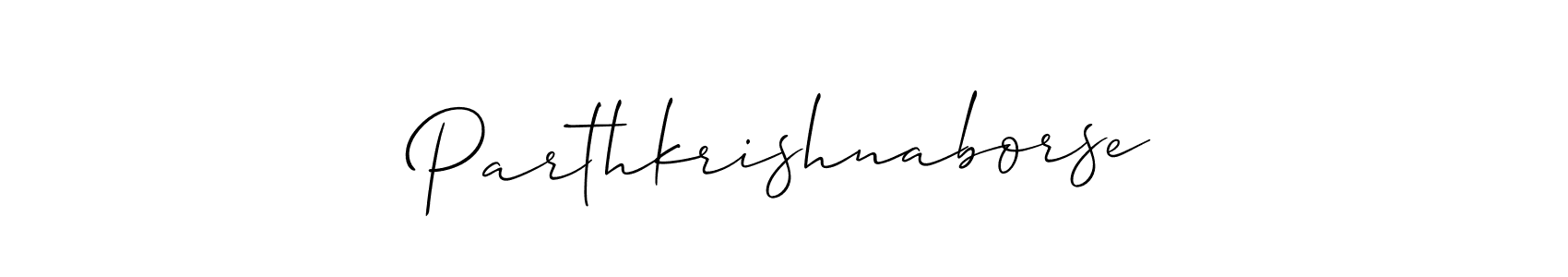 Create a beautiful signature design for name Parthkrishnaborse. With this signature (Allison_Script) fonts, you can make a handwritten signature for free. Parthkrishnaborse signature style 2 images and pictures png