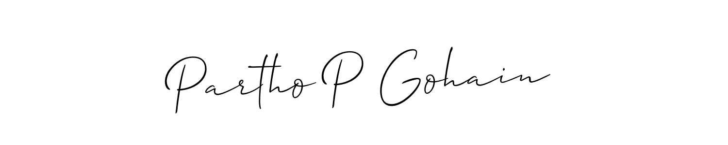 Design your own signature with our free online signature maker. With this signature software, you can create a handwritten (Allison_Script) signature for name Partho P Gohain. Partho P Gohain signature style 2 images and pictures png