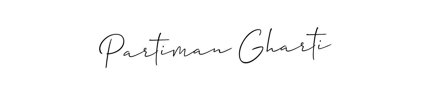 The best way (Allison_Script) to make a short signature is to pick only two or three words in your name. The name Partiman Gharti include a total of six letters. For converting this name. Partiman Gharti signature style 2 images and pictures png