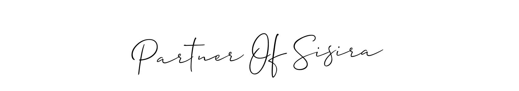 Create a beautiful signature design for name Partner Of Sisira. With this signature (Allison_Script) fonts, you can make a handwritten signature for free. Partner Of Sisira signature style 2 images and pictures png