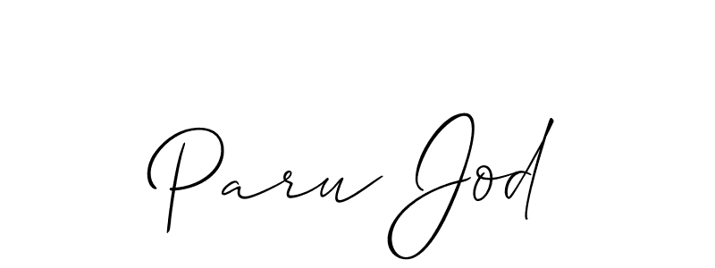 Use a signature maker to create a handwritten signature online. With this signature software, you can design (Allison_Script) your own signature for name Paru Jod. Paru Jod signature style 2 images and pictures png