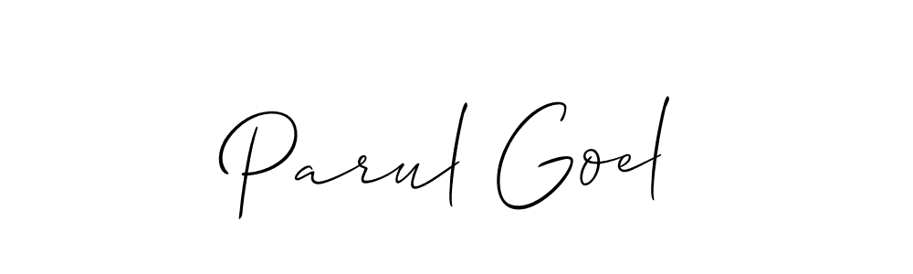 It looks lik you need a new signature style for name Parul Goel. Design unique handwritten (Allison_Script) signature with our free signature maker in just a few clicks. Parul Goel signature style 2 images and pictures png