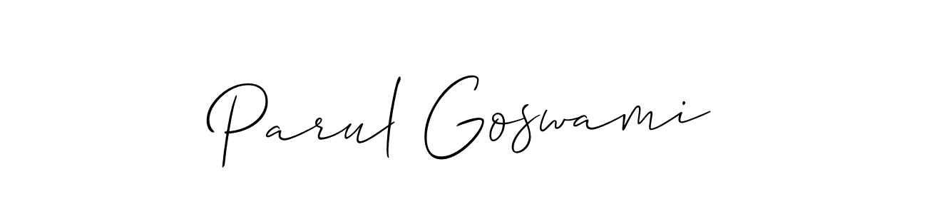 Also we have Parul Goswami name is the best signature style. Create professional handwritten signature collection using Allison_Script autograph style. Parul Goswami signature style 2 images and pictures png