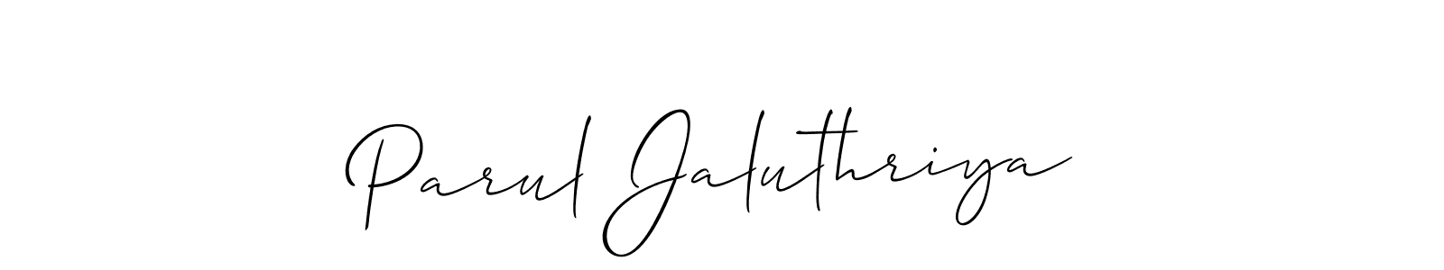 Also we have Parul Jaluthriya name is the best signature style. Create professional handwritten signature collection using Allison_Script autograph style. Parul Jaluthriya signature style 2 images and pictures png