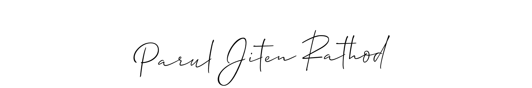 Create a beautiful signature design for name Parul Jiten Rathod. With this signature (Allison_Script) fonts, you can make a handwritten signature for free. Parul Jiten Rathod signature style 2 images and pictures png