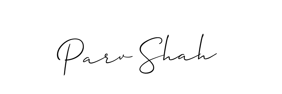 Use a signature maker to create a handwritten signature online. With this signature software, you can design (Allison_Script) your own signature for name Parv Shah. Parv Shah signature style 2 images and pictures png