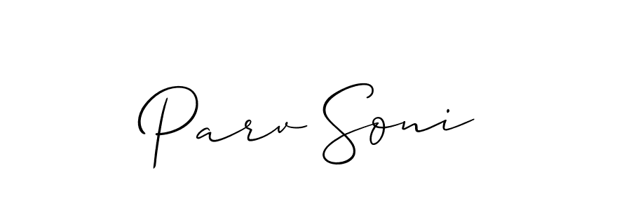 Also we have Parv Soni name is the best signature style. Create professional handwritten signature collection using Allison_Script autograph style. Parv Soni signature style 2 images and pictures png