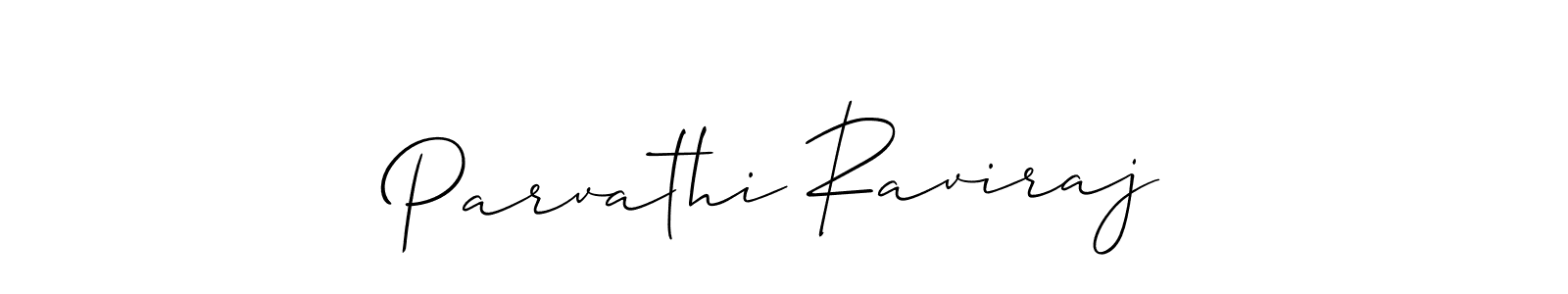 Create a beautiful signature design for name Parvathi Raviraj. With this signature (Allison_Script) fonts, you can make a handwritten signature for free. Parvathi Raviraj signature style 2 images and pictures png