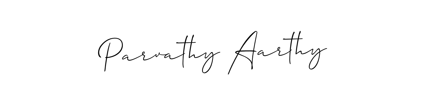 How to make Parvathy Aarthy signature? Allison_Script is a professional autograph style. Create handwritten signature for Parvathy Aarthy name. Parvathy Aarthy signature style 2 images and pictures png