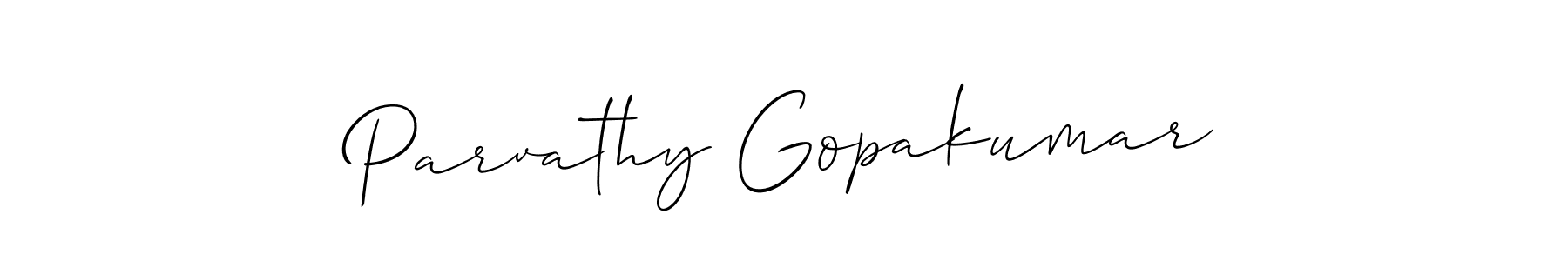 Make a short Parvathy Gopakumar signature style. Manage your documents anywhere anytime using Allison_Script. Create and add eSignatures, submit forms, share and send files easily. Parvathy Gopakumar signature style 2 images and pictures png