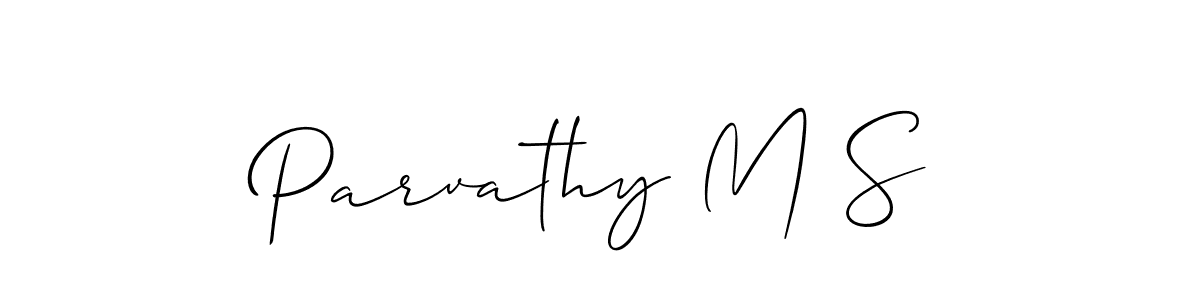 Make a beautiful signature design for name Parvathy M S. With this signature (Allison_Script) style, you can create a handwritten signature for free. Parvathy M S signature style 2 images and pictures png