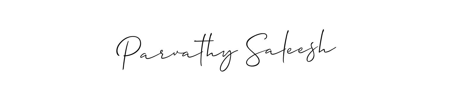 How to make Parvathy Saleesh name signature. Use Allison_Script style for creating short signs online. This is the latest handwritten sign. Parvathy Saleesh signature style 2 images and pictures png