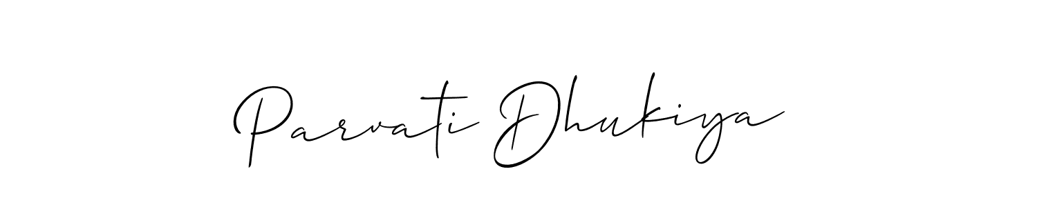 Use a signature maker to create a handwritten signature online. With this signature software, you can design (Allison_Script) your own signature for name Parvati Dhukiya. Parvati Dhukiya signature style 2 images and pictures png