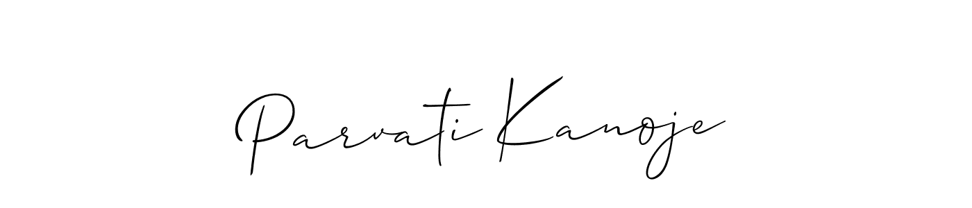 Make a beautiful signature design for name Parvati Kanoje. With this signature (Allison_Script) style, you can create a handwritten signature for free. Parvati Kanoje signature style 2 images and pictures png