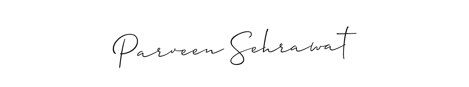 How to make Parveen Sehrawat name signature. Use Allison_Script style for creating short signs online. This is the latest handwritten sign. Parveen Sehrawat signature style 2 images and pictures png